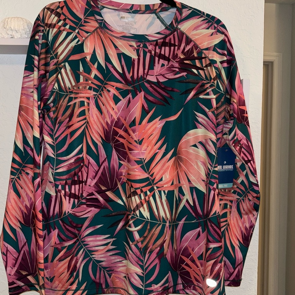 🌴Reel Legends Womens Reel-Tec Print Long Sleeve Top Size L